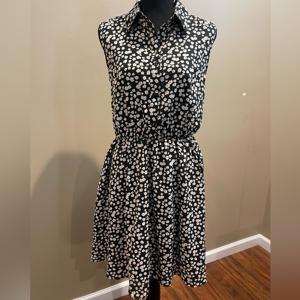 Allegra K Printed Half Button Up Dress - Small - Sleeveless-Excellent Condition
